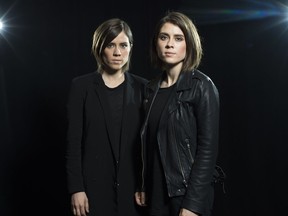 Sara Quin, left, and Tegan Quin's band Tegan and Sara is nominated for three Juno Awards.