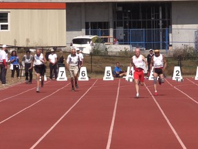 A man and a woman totalling 201 years competed in 100-metre races at UBC on Monday as part of the American Masters Games.