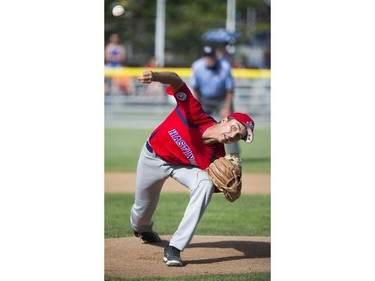 Hastings Community Little League #24 Loreto Siniscalchi pitches against Alberta's Southwest Little league in a semi final game at the Canadian Little League Championships, Vancouver, August 12 2016.