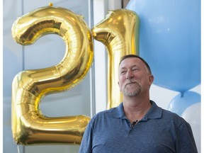 Vancouver, BC: AUGUST 18, 2016 -- Bill Laharty of Nanaimo, BC is awarded $21-million by the BCLC Thursday, August 18, 2016 in Vancouver, BC that he won with a Lotto 6/49 ticket in the August 13 draw.