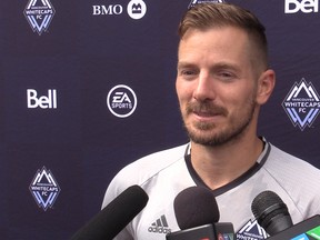 Injured Whitecaps player ordan Harvey want to play this week against the New York Red Bulls.