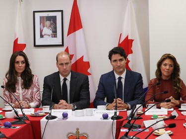 Prince William, Duke of Cambridge, Catherine, Duchess of Cambridge, Prime Minister Justin Trudeau and Sophie Gregoire-Trudeau visits the Canadian Coast Guard and Vancouver First Responders Event at Kitsilano Coastguard Station on September 25, 2016 in Vancouver, Canada. Prince William, Duke of Cambridge, Catherine, Duchess of Cambridge, Prince George and Princess Charlotte are visiting Canada as part of an eight day visit to the country taking in areas such as Bella Bella, Whitehorse and Kelowna