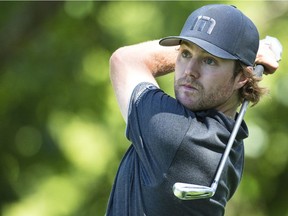Adam Cornelson, ranked fourth on the Mackenzie Tour tees off during the first round of the tour championship earlier this month at the Highland Country Club in London, Ont.