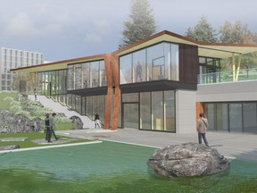 An artist's rendering shows The Indian Residential School History and Dialogue Centre being developed at the University of British Columbia in this undated handout photo.