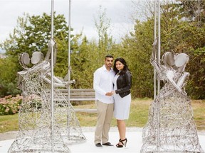 Arvinder Gill and Sukhdeep Uppal were the first couple to attach a lock to Vancouver's new love locks sculpture in Queen Elizabeth Park.