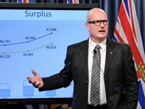 B.C. Finance Minister Mike de Jong says his government scrapping a planned Jan. 1 increase in medicare premiums because of a growing budget surplus.