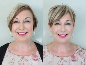 Donna Forscutt, before (left) and after her makeover by Nadia Albano.