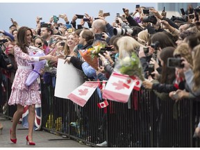 The Duchess of Cambridge greets well-wishers upon her arrival in Vancouver, B.C., Sunday, Sept 25, 2016.