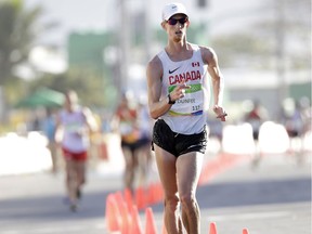 Evan Dunfee, of Canada, finished fourth in the men's 50-km race walk at the 2016 Summer Olympics in Rio de Janeiro, Brazil, Friday, Aug. 19, 2016.