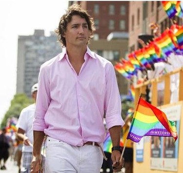 Trudeau dashing in pink.