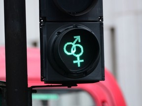Pedestrian traffic signals have been replaced by new LGBT (lesbian, gay, bisexual, and transgender) symbols ahead of London's Pride festival on Saturday  Featuring: LGBT pedestrian lights Where: London, United Kingdom When: 27 Sep 2016 Credit: Joe Alvarez  **PLEASE SET CREDIT AS JOE ALVAREZ ONLY.** ORG XMIT: wenn29600543