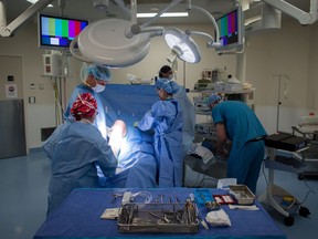 A male patient is prepped to have a cyst removed from his right knee at the Cambie Surgery Centre, in Vancouver on Wednesday, August 31, 2016. Dr. Brian Day, a self-styled champion of privatized health care, is bringing his fight to British Columbia Supreme Court on Tuesday for the start of a months-long trial he says is about patients' access to affordable treatment, while his opponents accuse him of trying to gut the core of Canada's medical system.