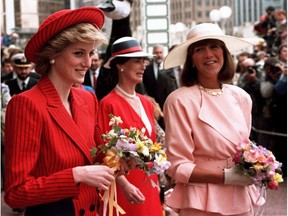 Diana, Princess of Wales, and Mila Mulroney walk through the grounds at EXPO '86 in Vancouver, B.C., during opening ceremonies May 2, 1986.