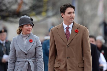 Sophie Gregoire-Trudeau and Justin Trudeau on Remembrance Day.