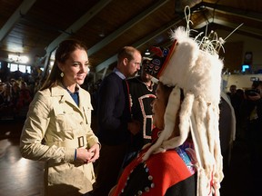 The Duke and Duchess of Cambridge greet native elders in Bella Bella on Monday as their royal visit to Canada continues.