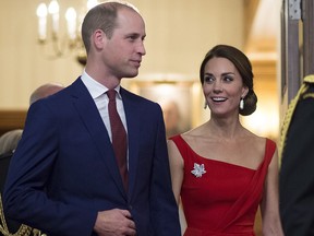 The Duke and Duchess of Cambridge arrive for a ceremony at Government House in Victoria on Monday.