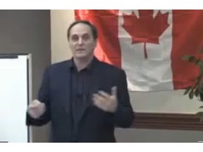 Russell Porisky of Paradigm Education Group, who has been convicted of counseling people to evade paying taxes in BC Supreme Court, giving a lecture on Reclaiming Our Rights.
Photo credit:  YouTube.