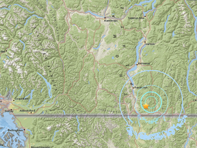 A 4.0 magnitude earthquake hit the South Okanagan about 40 kilometres south of Pentiction on Saturday morning.