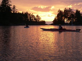 Handhout photo of sunset kayaking on the waters of on Buccaneer Bay, in the Sunshine Coast, B.C.