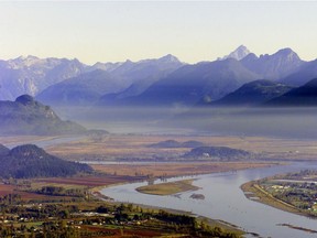 An aerial view of the Fraser Valley.