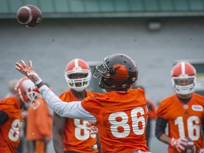 SURREY, BC: August 9, 2016 -- BC Lions Courtney Taylor during the team's practice at their facility in Surrey, B.C. Tuesday August 9, 2016.   (photo by Ric Ernst / PNG)  (Story by Mike Beamish)  TRAX #: 00044552A [PNG Merlin Archive]