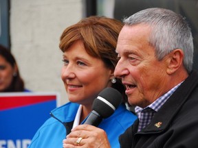 Peter Fassbender speaks at the opening of his campaign office in Surrey on Sept. 17, with Premier Christy Clark on hand.