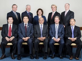 The board of directors of Wealth One Bank of Canada is pictured. Wealth One, which announced this week it is opening offices in Vancouver and Toronto, aims to become "a preferred bank among Chinese Canadians," said CEO Charles Lambert (bottom row, second from right). [PNG Merlin Archive]