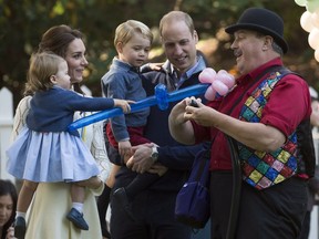 The Duke and Duchess of Cambridge attend a children's party with Prince George and Princess Charlotte at Government House in Victoria, B.C. Thursday, Sept 29, 2016.