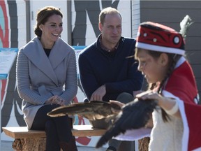 The Duke and Duchess of Cambridge watch young dancers perform in Carcross, Yk, Wednesday, Sept 28, 2016.