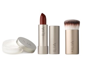 The fall collection from ILIA includes finishing powder, brushes and three new limited-edition lipstick shades.