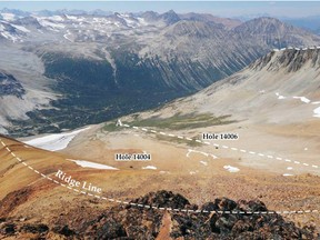 The Ike deposit of Amarc Resources Ltd. Looking over the deposit to the Northwest.