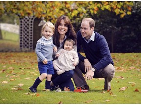 Royal watchers say Diana's kindness and tolerance will play a supporting role in the Sept. 24-to-Oct. 1 visit to British Columbia and Yukon by her son William and his wife Kate, the Duke and Duchess of Cambridge, and their children Prince George and Princess Charlotte. This photo released by Kensington Palace on Friday Dec. 18, 2015 shows The Duke and Duchess of Cambridge with their two children, Prince George and Princess Charlotte.