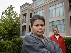 Gladys Rivas  (and her son Kevin) are owners in the east-side Gardenia Villa complex at Broadway and Nanaimo  where condo owners are being told they will have to pay to fix their leaky building.