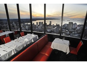 The view of English Bay from the Cloud 9 revolving restaurant on the 40th floor of the Empire Landmark Hotel.