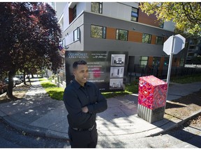 Vancouver B.C. September 12, 2016    Jordan Lewis, the co-founder of biddwell.com — a new website which allows landlords to receive rental resumes and sealed bids from prospective clients — stands outside of a newly renovated apartment building on Jervis Street in Vancouver on Monday. Mark van Manen/ PNG Staff photographer