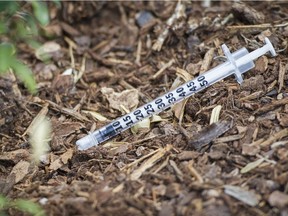 A used hypodermic needle. The Rig Dig program collected more than 21,000 from downtown Surrey parks and streets in the first nine months of 2016.