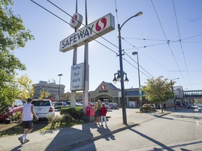 The Safeway lot at Commercial and Broadway in Vancouver is the site of a proposed, high-density redevelopment.