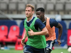 VANCOUVER, BC., September 26, 2016 --  Vancouver Whitecaps' striker Kyle Greig (47) in action during a training session at BC Place, in Vancouver, BC., September 26, 2016.  Greig made his debut for Whitecaps FC's first team in the international friendly against Premier League side Crystal Palace FC on July 19, 2016. (NICK PROCAYLO/PostMedia)  00045306A   [PNG Merlin Archive]