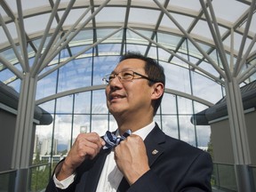 UBC President Santa Ono outside his office.