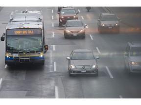 A Translink bus drives along Kingsway in Burnaby on Wednesday afternoon.