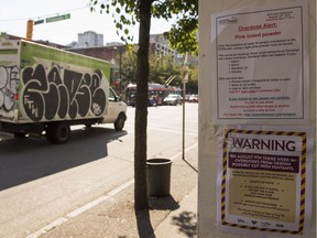The Vancouver Coastal Health Authority last year posted signs around the Downtown Eastside warning about the dangers of overdosing on fentanyl.