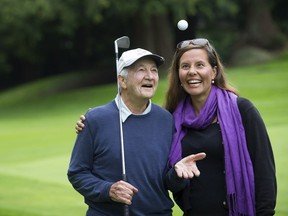 Living the healthy life in West Vancouver, which came out on top for general health in the My Health My Community survey. Here, 86 year old Don Smith and Jill Lawlor enjoy the day at Gleneagles golf course where Smith has been playing since 1970.