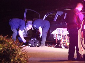 The aftermath of a double shooting in Surrey Friday evening, as police, firefighters and paramedics were all on scene.