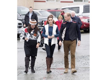 Catherine, Duchess of Cambridge and Prince William, Duke of Cambridge attend an official welcome performance during their visit to first nations Community members on September 25, 2016 in Bella Bella, Canada. Prince William, Duke of Cambridge, Catherine, Duchess of Cambridge, Prince George and Princess Charlotte are visiting Canada as part of an eight day visit to the country taking in areas such as Bella Bella, Whitehorse and Kelowna.