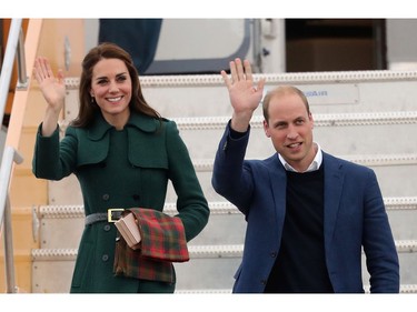 Catherine, Duchess of Cambridge and Prince William, Duke of Cambridge arrive in Whitehorse during the Royal Tour of Canada on September 27, 2016 in Whitehorse, Canada. Prince William, Duke of Cambridge, Catherine, Duchess of Cambridge, Prince George and Princess Charlotte are visiting Canada as part of an eight day visit to the country taking in areas such as Bella Bella, Whitehorse and Kelowna