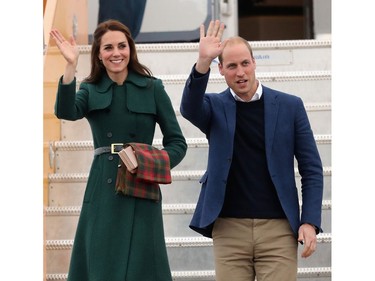 Catherine, Duchess of Cambridge and Prince William, Duke of Cambridge arrive in Whitehorse during the Royal Tour of Canada on September 27, 2016 in Whitehorse, Canada. Prince William, Duke of Cambridge, Catherine, Duchess of Cambridge, Prince George and Princess Charlotte are visiting Canada as part of an eight day visit to the country taking in areas such as Bella Bella, Whitehorse and Kelowna.