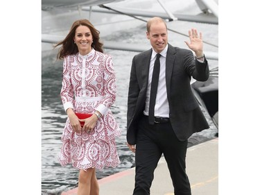 Catherine, Duchess of Cambridge and Prince William, Duke of Cambridge after they arrive by sea plane at the Vancouver Harbour Flight Centre during their Royal Tour of Canada on September 25, 2016 in Vancouver, Canada.