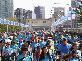 APRIL 17, 2016: VANCOUVER, British Columbia -- Some of the 43,000-plus runners who did the Vancouver Sun Run in April.
