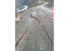 A section of Highway 99, known as "Ten-Mile Slide" has been closed by the B.C. Ministry of Highways due to road deterioration.