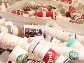 More than 300 binners collected and redeemed thousands of paper coffee cups for a 5-cent per cup refund for Coffee Cup Revolution 2016 at Victory Square Park.